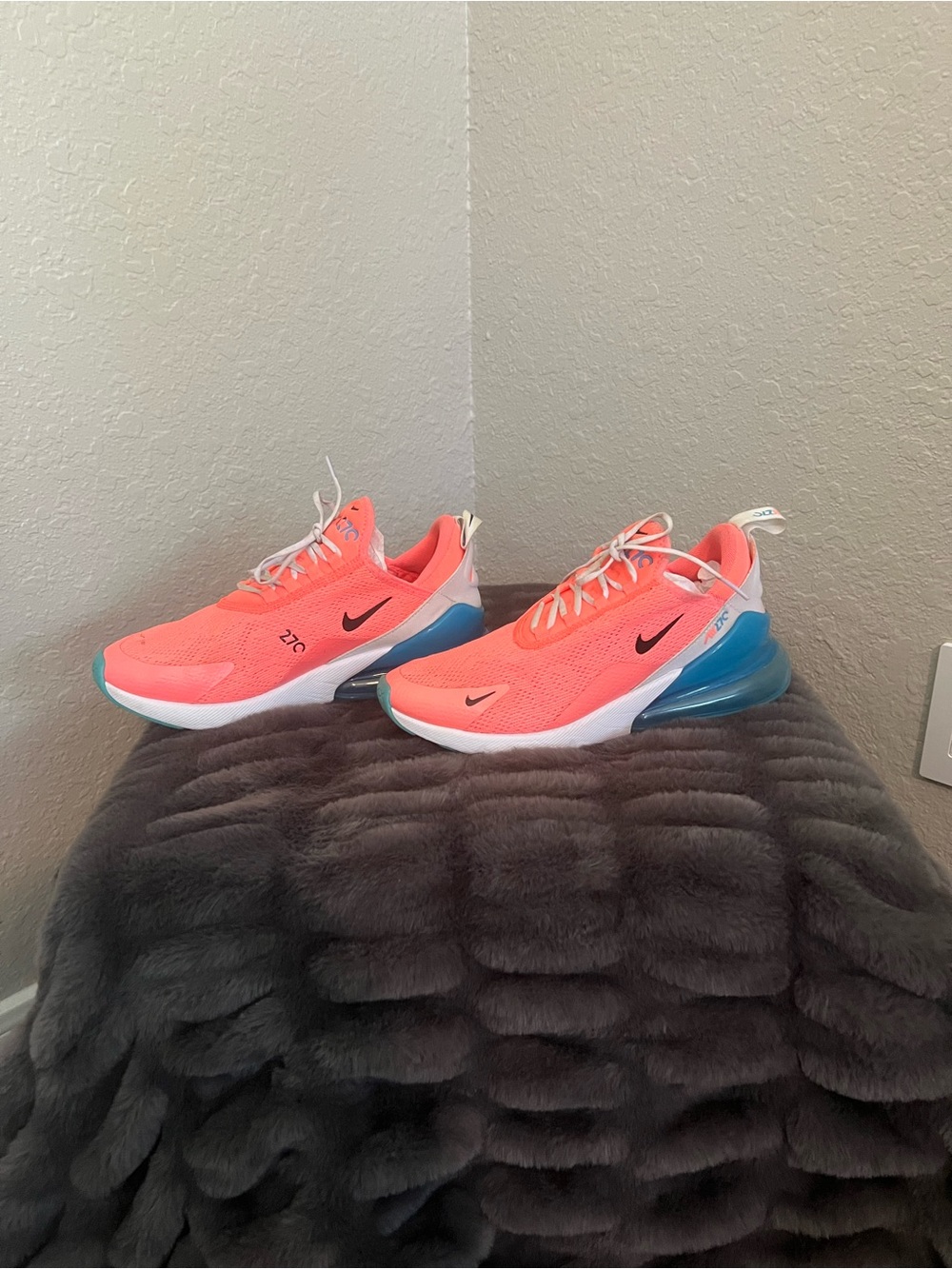 Nike Women’s Coral-Orange and Blue Air Max 270 Sneakers